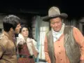 John Wayne, Rock Hudson und eine Frau im Western-Look. Die besetzung von Rio Lobo in Aktion.