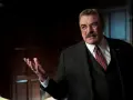 Frank Reagan in Blue Bloods Staffel 14, mit gestreiftem Anzug und Krawatte, erklärt etwas mit erhobener Hand.