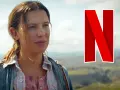 Millie Bobby Brown als Eleven im "Stranger Things"-Finale, bereit für den Kampf. Das Netflix-Logo prangt daneben.