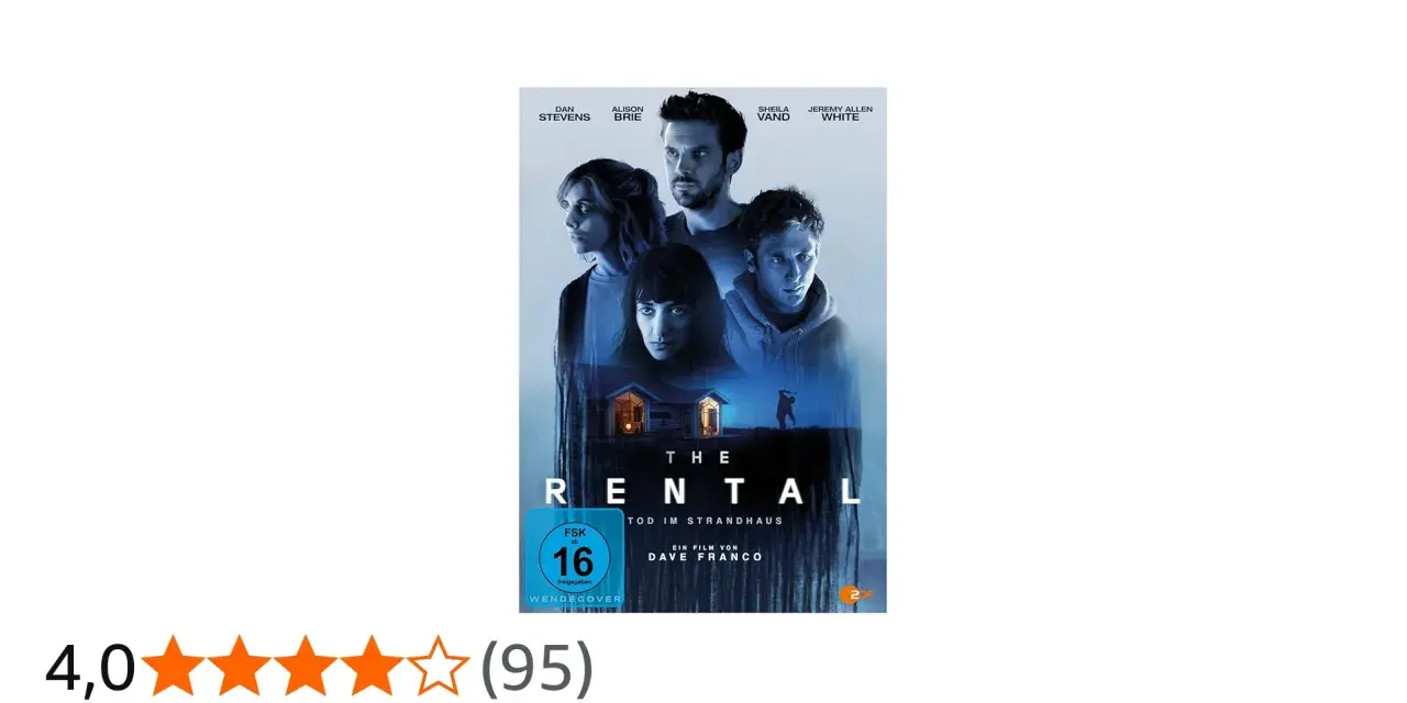 Filmplakat "The Rental - Tod im Strandhaus" mit vier bedrohlich blickenden Personen über einem Haus.