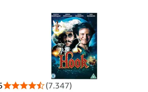 Das Filmplakat zu "Hook" zeigt die besetzung mit Dustin Hoffman als Captain Hook und Robin Williams.