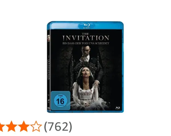 Blu-ray-Cover "The Invitation - Bis dass der Tod uns scheidet". Ein Mann in einem Anzug hält eine Frau in einem Brautkleid.
