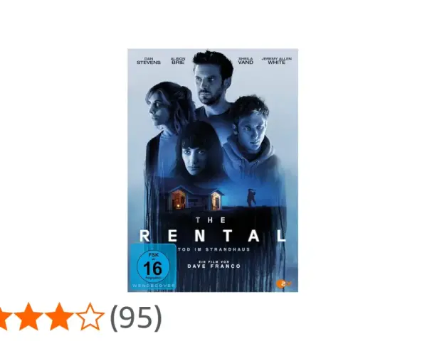 Filmplakat "The Rental - Tod im Strandhaus" mit vier bedrohlich blickenden Personen über einem Haus.