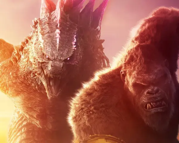 Godzilla und King Kong stehen sich im Kampf gegenüber. Ein episches Aufeinandertreffen im Stil von Godzilla x Kong.