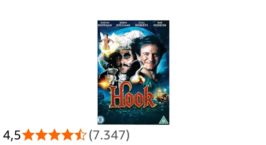 Das Filmplakat zu "Hook" zeigt die besetzung mit Dustin Hoffman als Captain Hook und Robin Williams.