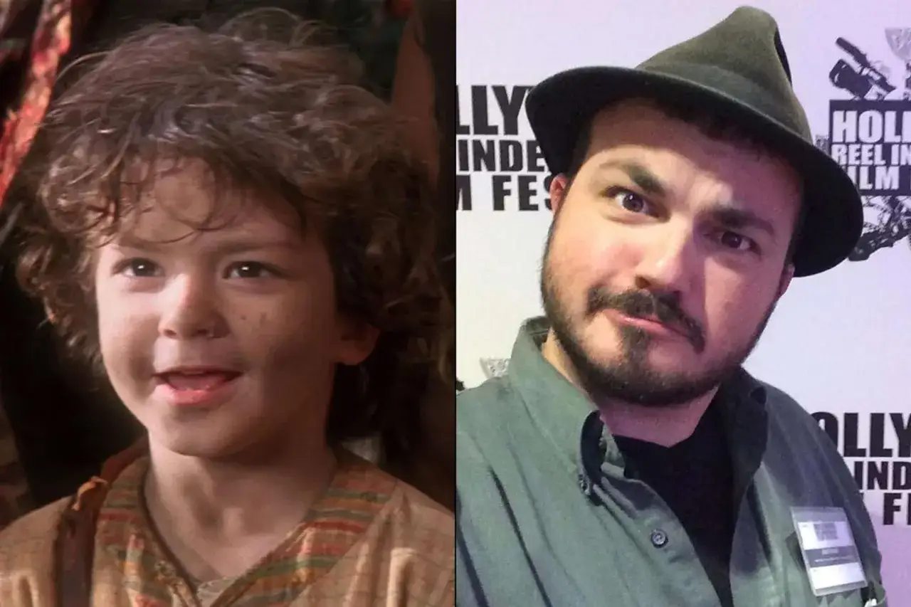 Links: Ein Kind aus der Besetzung von Hook (Film). Rechts: Ein Mann mit Hut und Bart.