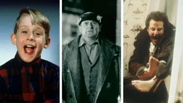 Kevin McCallister und die Einbrecher Harry und Marv aus der Besetzung von Kevin – Allein zu Haus.